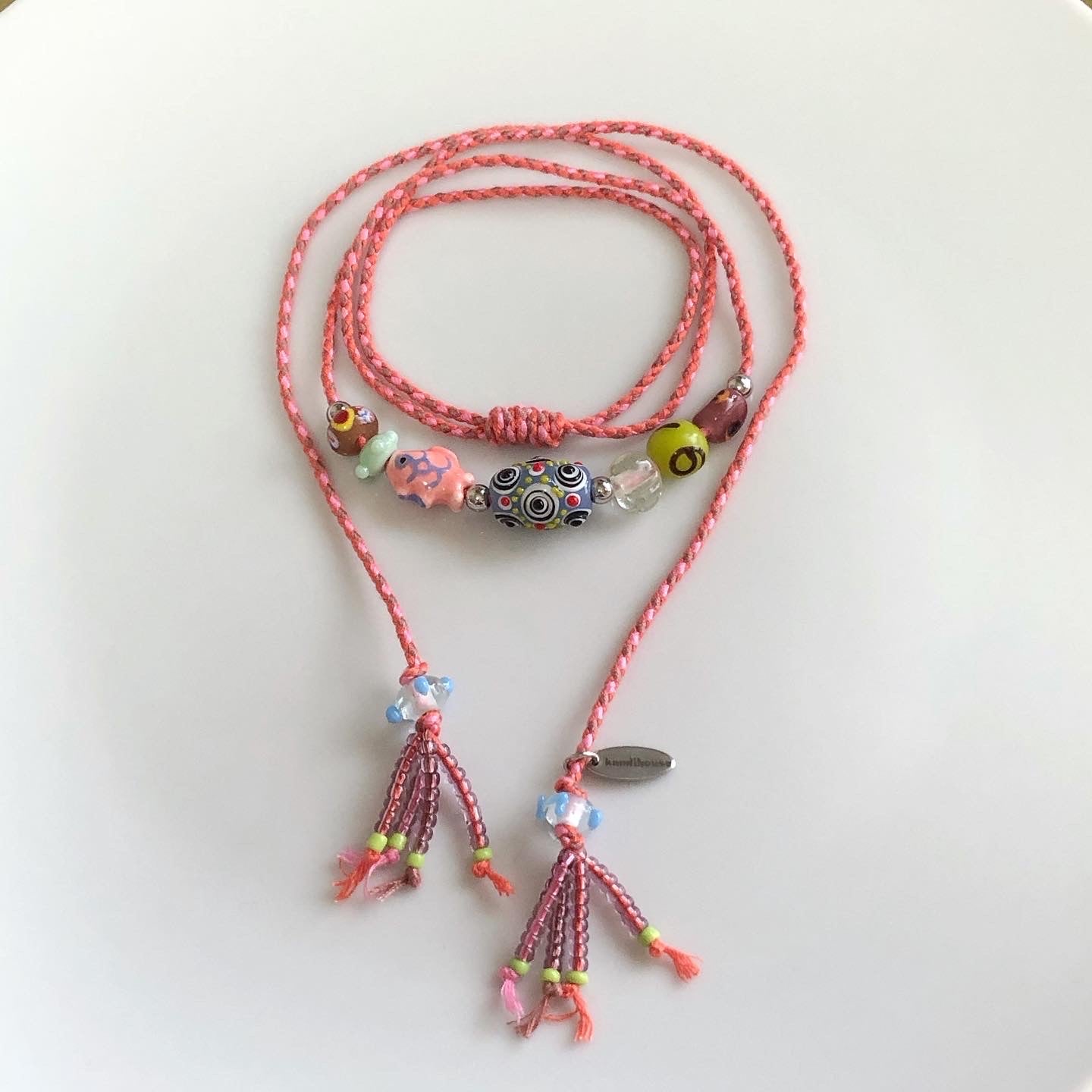 Bead necklace handmade ガラス ビーズ ネックレス 一点物